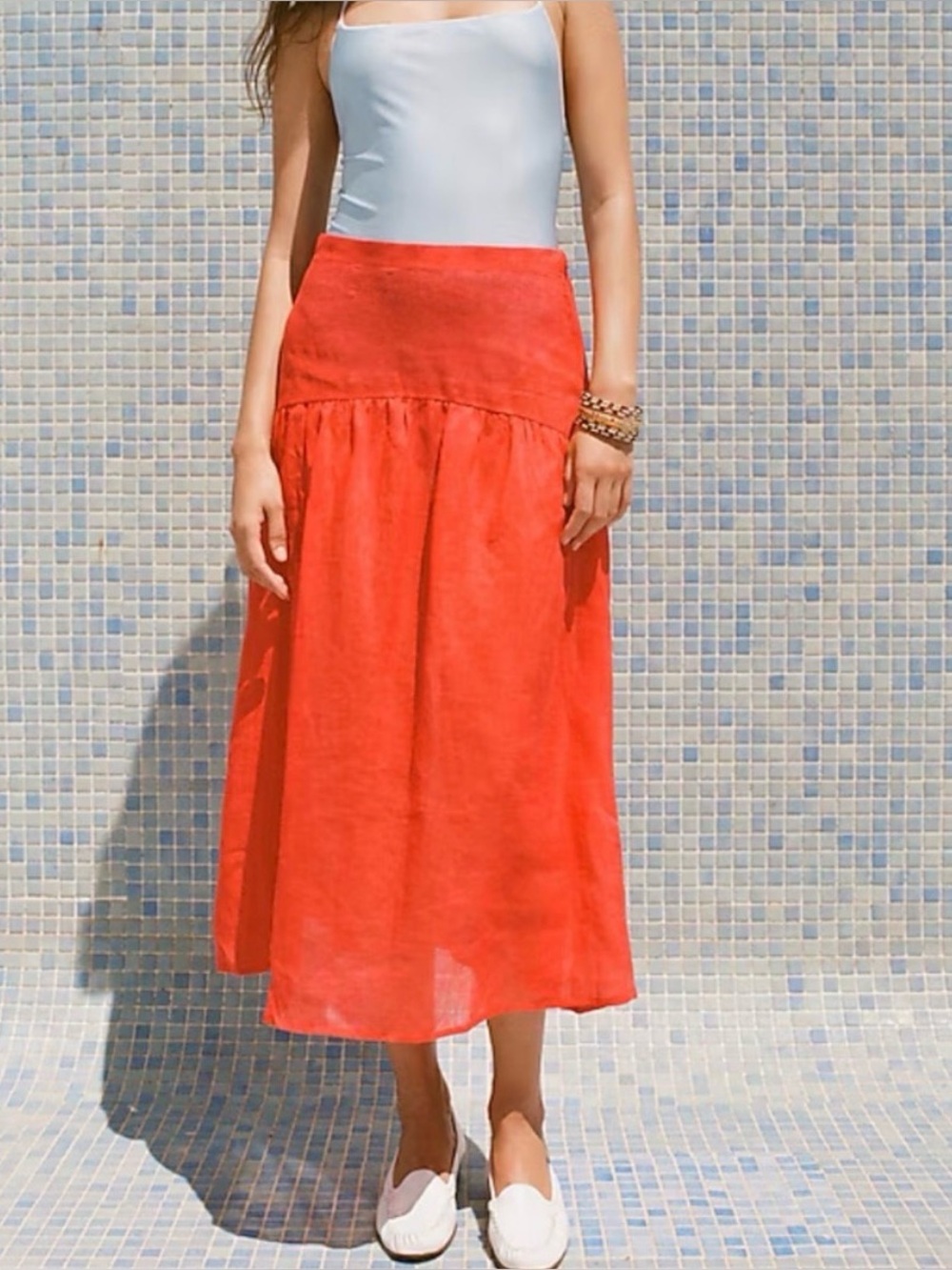 Maryam Nassir Zadeh jcrew drop waist midi skirt